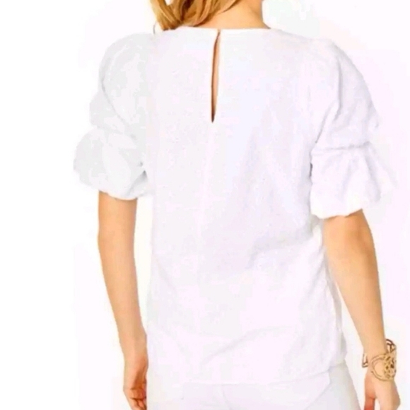 LILLY PULITZER White Puff Sleeve Blouse - Picture 3 of 10